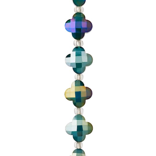 Green Faceted Glass Cross Beads, 12mm by Bead Landing™